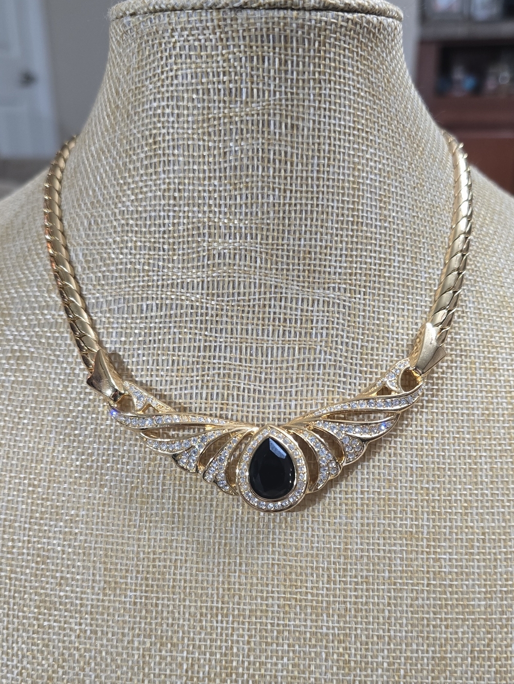 Vintage Christian Dior "Dark Lady" Art Nouveau Style Gold Plated Necklace